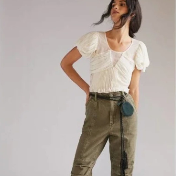 NWT ANTHROPOLOGIE FOREVER THAT GIRL RUCHED PUFFSLEEVED TUNIC BLOUSE - Picture 4 of 4